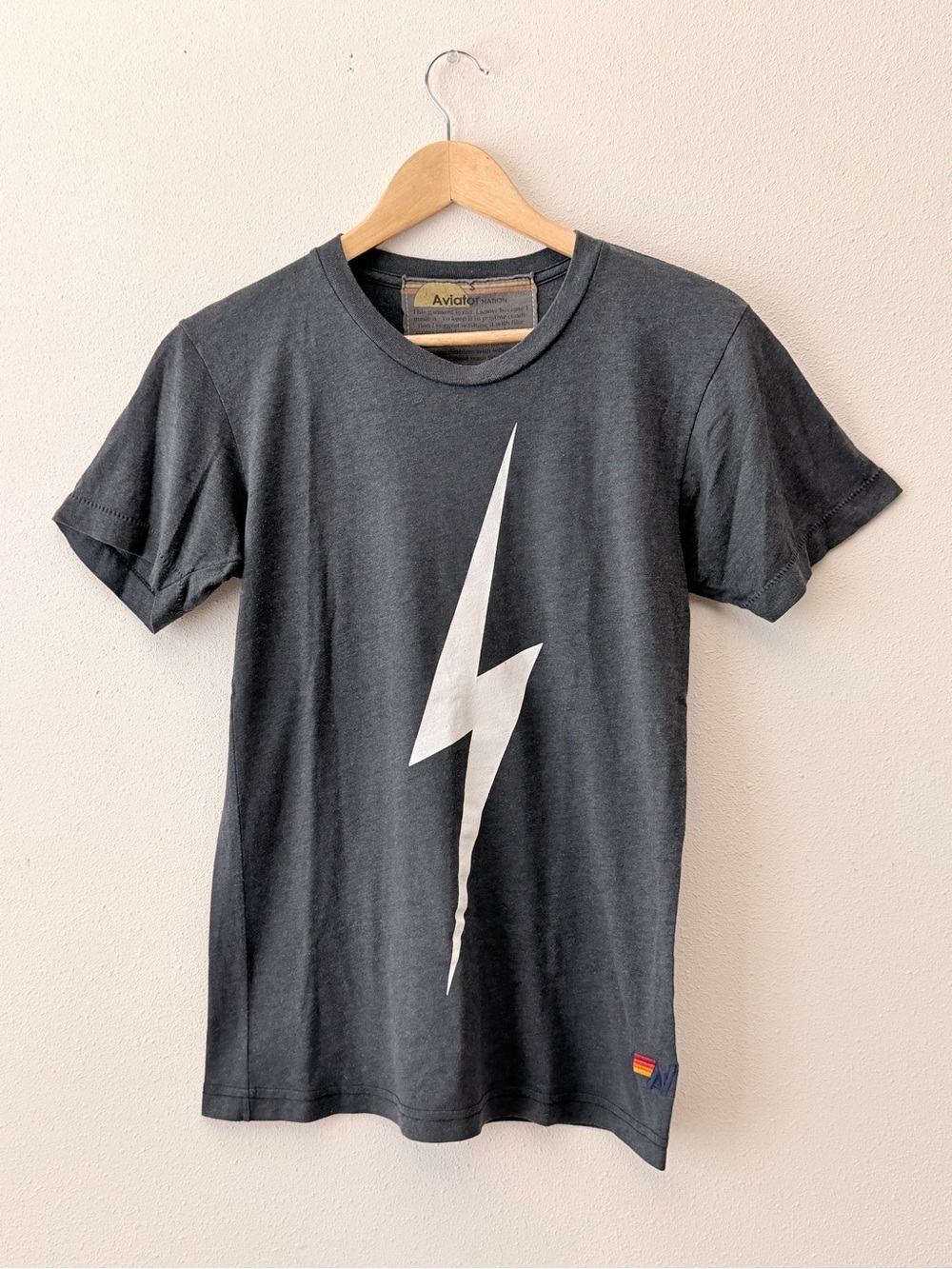 Aviator Nation Charcoal Gray Lightning Bolt Tee